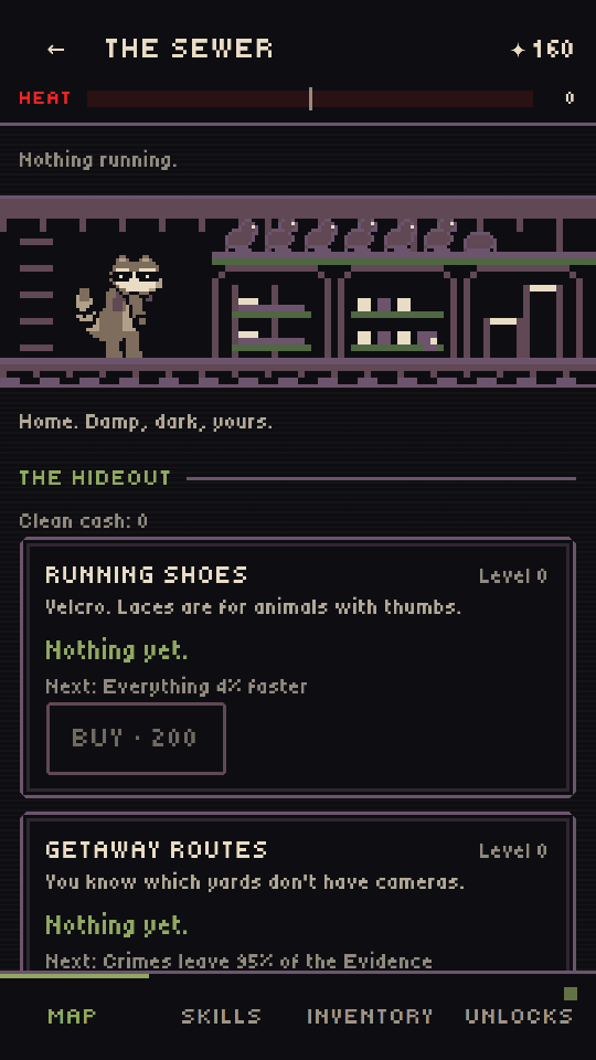 The Hideout in the sewer, with crows on the pipe